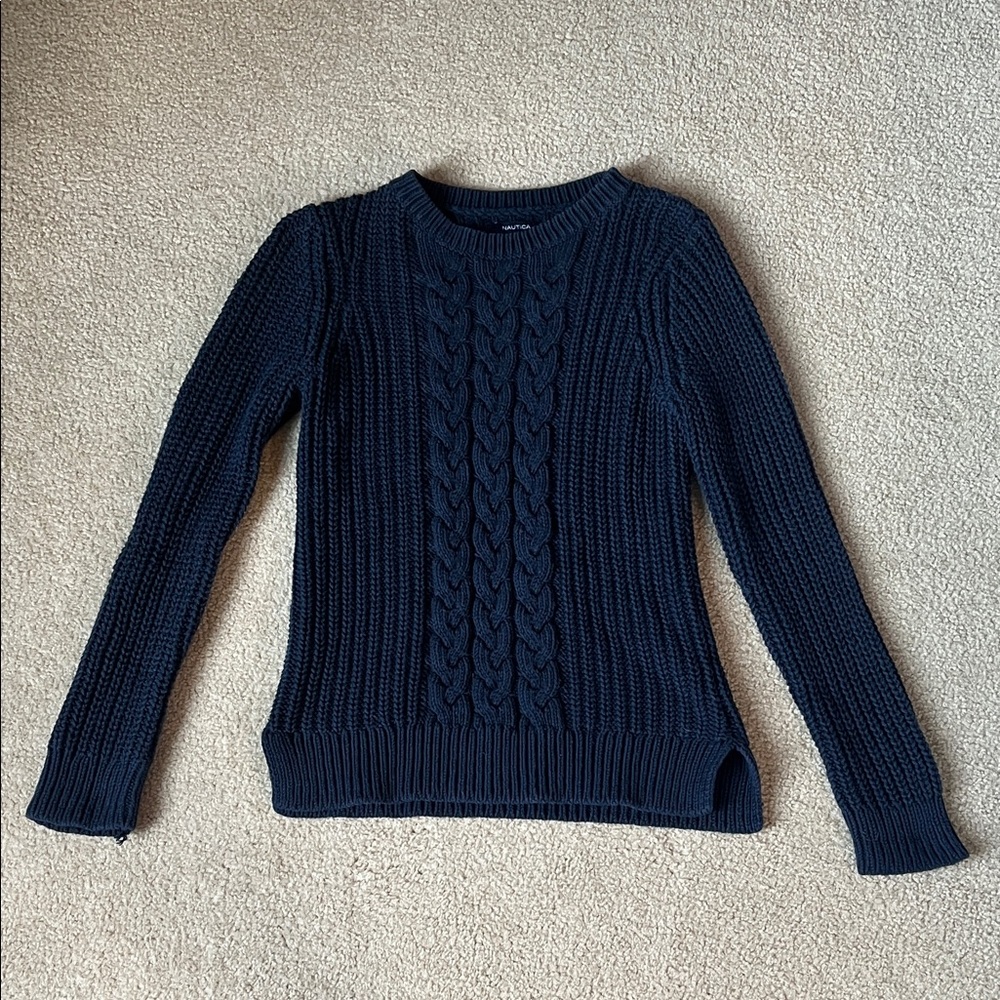 Navy Blue Women’s Cable Knit Sweater